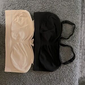 NWOT barely there Size L Set of 2 Beige & Black Racerback Bralettes. Never Worn